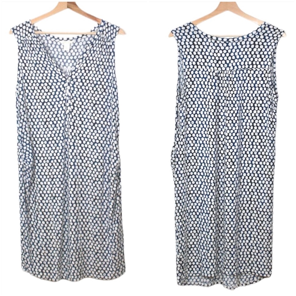 H&M Mama V-Neck Maternity Dress in Blue with White Polka Dots - Picture 7 of 7